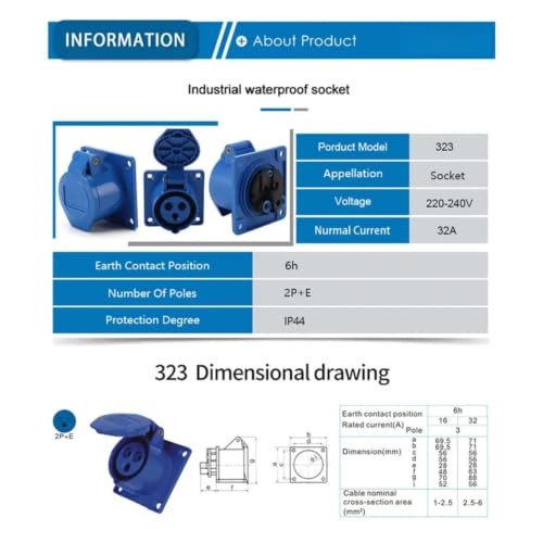 Plug industrial 32A 2P+E: máxima estabilidad y protección IP44 a 240V 5