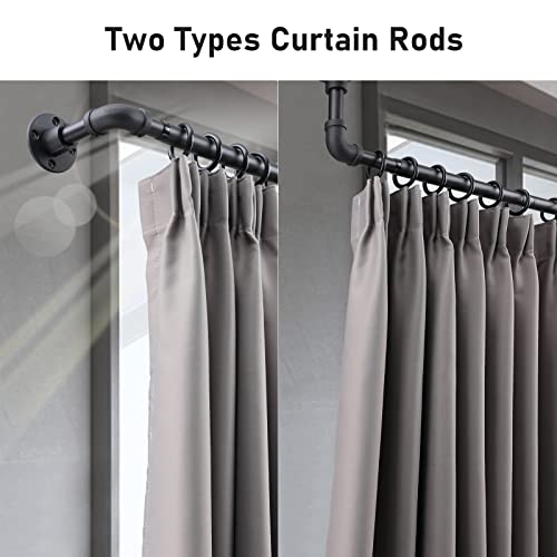 Bsbsbest Industrial Curtain Rods, 34-73 Inch Black Blackout Curtain Rod For Windows, 1 Inch Wrap Around Curtain Rod, Adjustable Outdoor Curtain Rod For Patio, Rustic Pipe Curtain Rod For Room Divider, Matte #TOP3