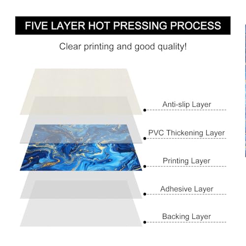 HOMETITUTE 10PCS 12x12 Inch Blue Marble Swirl Peel and Stick Floor Tiles Removable Self Adhesive Vinyl Flooring Stickers with Gold Texture for Bathroom Kitchen Wall Decor