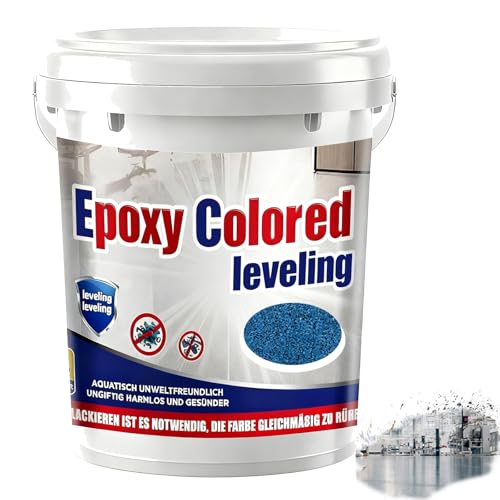 Epoxy Sand Floor Paint, Epoxy Floor Paint, High Gloss Marble Finish Epoxys Floors Coating, Suitable For Indoor And Outdoor (Sky blue,Cover 7 sq. ft)
