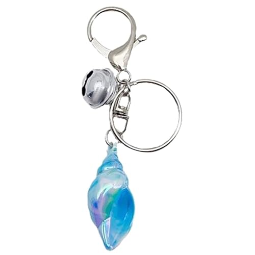 THINCAN Élégant porte-clés en forme de cloche de coquillages pour femme - Élégant porte-clés en alliage acrylique, bleu
