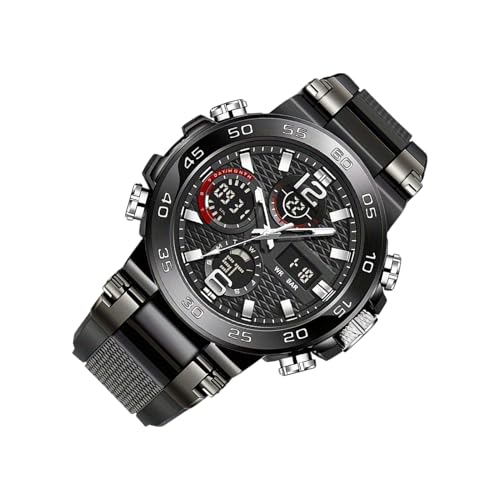 Reloj Digital Analógico Para Hombre,Reloj Impermeable De Doble Pantalla,Reloj De Pulsera Impermeable | Adecuado Para Deportes, Ocasiones Formales, Negocios, Oficina, Viajes Diarios Y, Negro 1