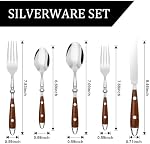 20-Piece Cutlery Set for 4, Bakelite Handle Silverware Set, Wood Grain Handle Rustic Stainless Steel Flatware Set, Include Forks Spoons Knives Dishwasher Safe (Wood Grain)