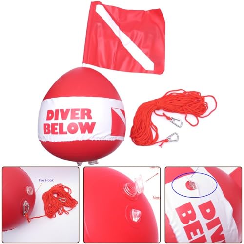 Duiken PVC boei vlotter met kleine vlag, oppervlakte positionering waarschuwingsboei met 25M touw haak 32 * 33 * 33 cm - Image 3