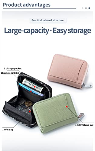 Wallet Women, Leather, Card Holder, RFID Blocking, Coin Holder, Compact Zip Wallet, Black, One Size3