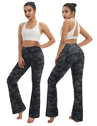 Image of BUBBLELIME 29 inch /31 inch /33 inch /35 inch /37 inch Women High Waist Bootlegs Yoga Pants Tummy Control Bootcut Workout Flared Out Pockets