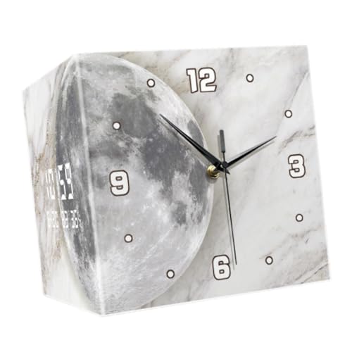 Horloge d'angle murale acrylique double face paysage lunaire 26cm pour déco séjour et repas