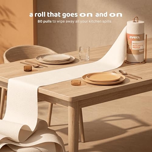 Image of Bamboo Kitchen Tissue Paper Roll 320 Pulls (80 Pulls x 4 Rolls) | 2 Ply Kitchen Towel Roll | Unbleached & Food Safe Kitchen Tissue | High Absorbency Kitchen Roll | Eco-Friendly Tissue Roll