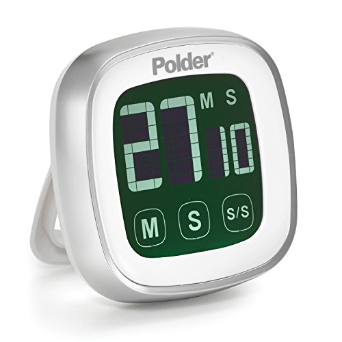 Polder TMR-899-90 Digital Touch Screen Kitchen Timer with Backlit Display, White