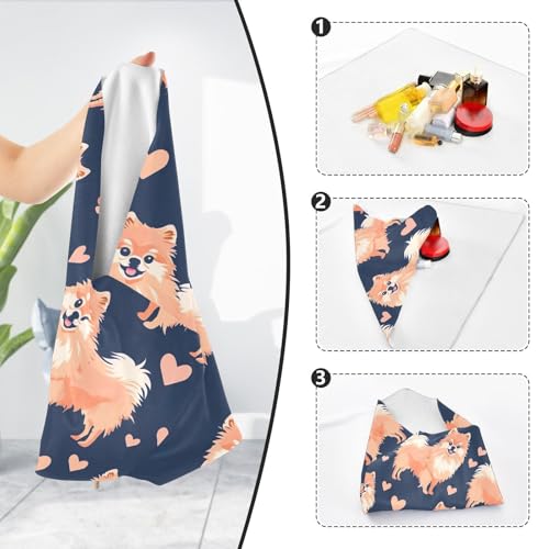 ODAWA Cute Dogs Hearts Self Adhesive Cloths 17.7X17.7 Inch Cosmetic Bag Magic Cloth Wrap Protection for Camera and Lens