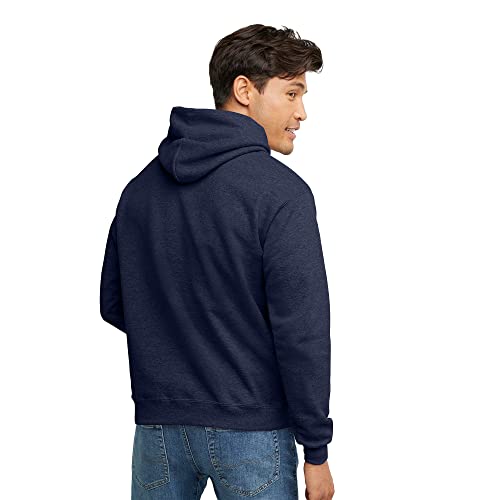 Image of Hanes Men's, EcoSmart, Cotton-Blend Hooded Sweatshirt, Plush Fleece Pullover Hoodie