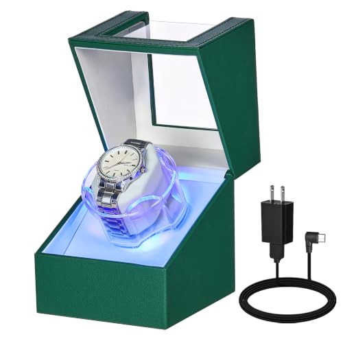 Image of ANWBROAD Watch Winder for Automatic Watches, Single Watch Winder Box Green