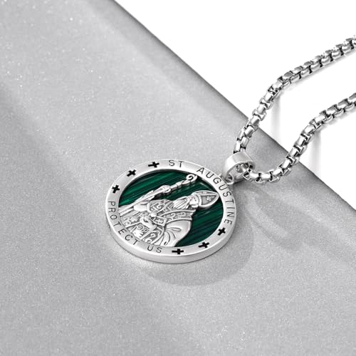 Saint Augustine Necklace 925 Sterling Silver St Augustine Pendant Necklace for Men Women Religious Gifts Religious Necklace3