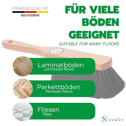 Novaliv 2X Mischung ROSSHAAR Handfeger Set Besen weiche Borsten - Mix Rosshaar Handfeger Auto Besenbürste - Idealer Schneebesen Auto Rosshaarbesen Mix Schrankbesen Naturborsten Hand Brush Handkehrer
