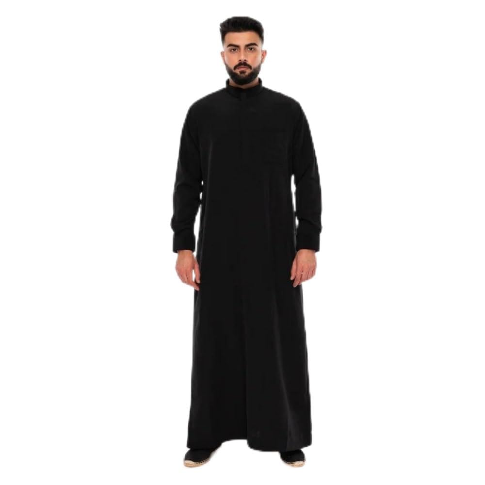 Men's Plain Thobe Jubba Kurta, Saudi Style, Wedding, Traditional Islamic Thobe with Chest Pocket Full Sleeve