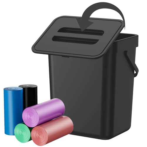 Compost Bin Kitchen, Includes 100 Trash Bags, Hanging Trash Can