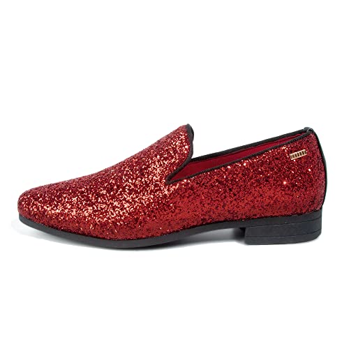 ALLY UNION MAKE FORCE Mens Glitter Loafers Dress Slip on Party Wedding Penny Smoking Sparkly Shoes