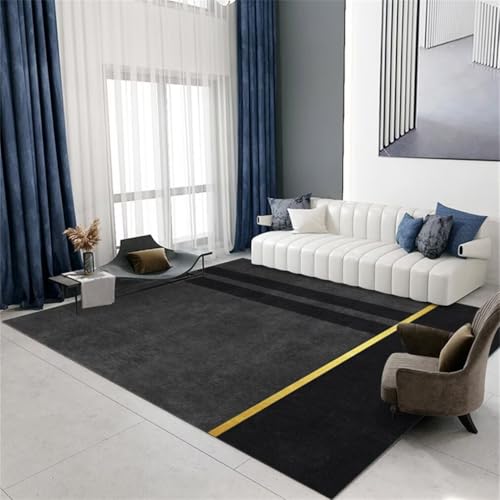 QGYFRE Alfombras Grandes Nero Grigio Cocina Antideslizante 200x300CM pie de Cama Alfombra Amarilla Resistente a Las Manchas Medida