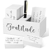 Clabby Gratitude Jar Thanksgiving Gifts Include 200 Cards 1 Pen 1 Blessing Jar Wood Box Practice Thankful Appreciation Gratitude Note Cards Kit for Families Friends Employee Coworkers(White)