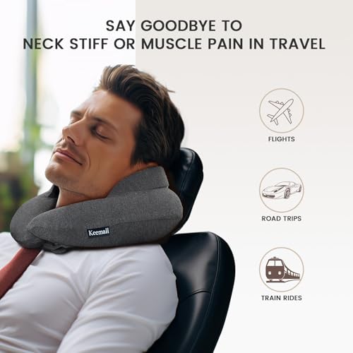 Image of Keemall Inflatable Neck Pillow - Premium 3rd Gen Travel Pillow for Airplane Headrest Sleep, Double Comfort for Long Flights, Trains & Bus Journeys, Ideal for Indian Travellers