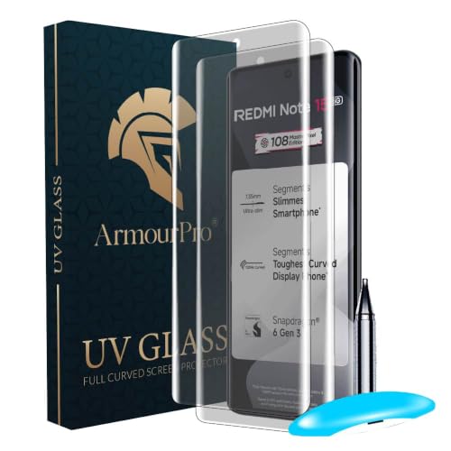Image of ArmourPro 2 Pack Matte UV Tempered Glass for Redmi Note 15, Premium Curved Screen Protector with Anti-Glare Finish, Edge-to-Edge Coverage, Fingerprint Friendly and Case Friendly