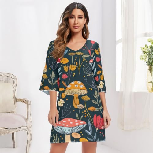 Robe manches 3/4 col V coupe ample masquant les formes - 6