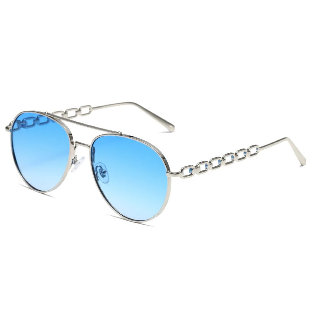 Occhiali da Sole alla Moda con Dettagli a Catena Rosa alla Moda per Le Donne Occhiali da Sole alla Moda con Barra Tonda Dorata e Montatura in Metallo, tonalità Uv400