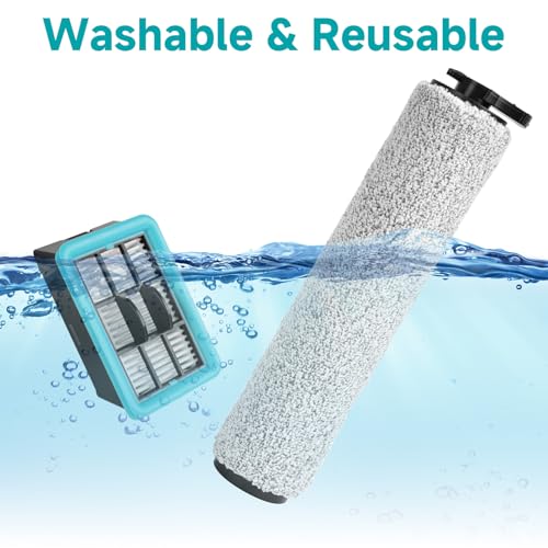 FFsign 3831 Roller Brush & Filter Replacement Compatible with Bissell Crosswave Hard Floor Expert 3831, HF2 3845N Vacuum, Floor Scrubber Wet Dry Vacuum Accessory Kit 2 Brush Rolls, 2 Filter Parts