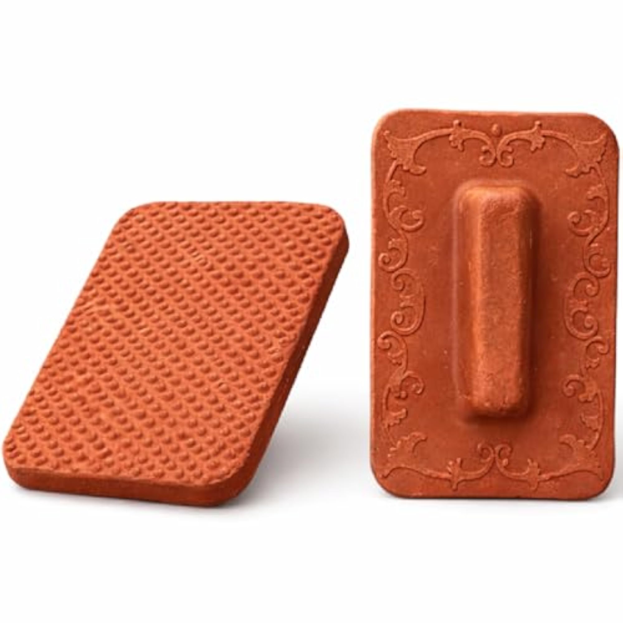 Natural Terracotta Square Foot Scrubber Set of 2
