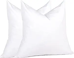 puredown® Euro Pillow Inserts 24 x 24 (Pack of 2, White), Feather Down Pillow Stuffer, White Throw Pillows for Bed, Couch, and Cushion