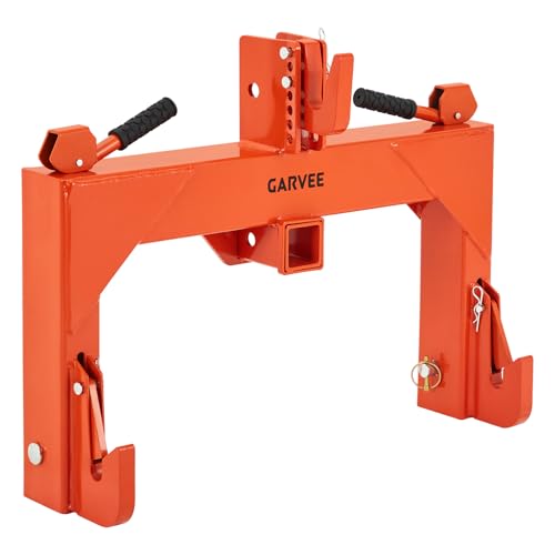 Garvee 3 Point Quick Hitch 3000lbs 3-Pt Trailer Hitch Attachments with 2 Receiver Adaptation to Category 1 Tractor with 5 Level Adjustable Bolt