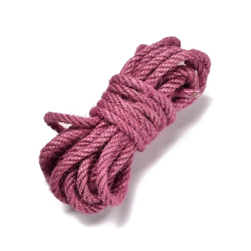 Generic Jute Twine, 5M, 6mm, Cerise, for Crafts, Gardening, Packaging, Bundling, Wedding Decor