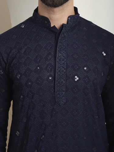 Image of SOJANYA Men Cotton Rayon Regular Fit (Since 1958 Embroidered Sequinned Only Long Kurta