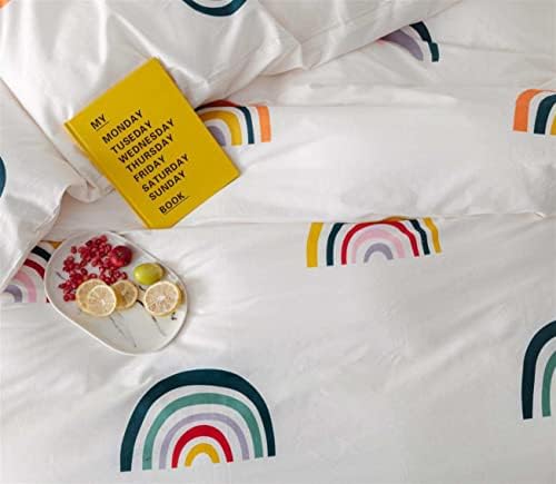 MiniSteps 100% Cotton Duvet Cover Set - Children's 3 Pieces Reversible Bedding Set - Zipper Closure - Toddler, Kids, Tennagers (T, Rainbows) 5 41dv+HEXi4L. AC