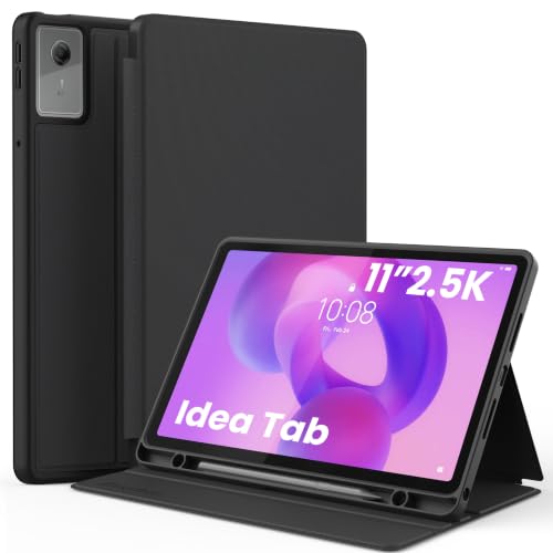 EasyAcc Hülle für Lenovo Idea Tab 11 Zoll Tablet 2025 mit Stifthalter TB-336ZU TB-336FU Dünn Folio Ständer Tablet Schutzhülle Multi-Winkel Betrachtung Schwarz
