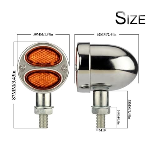 Clignotant LED moto ambre 12V 10mm feu indicateur de direction pour custom - 3