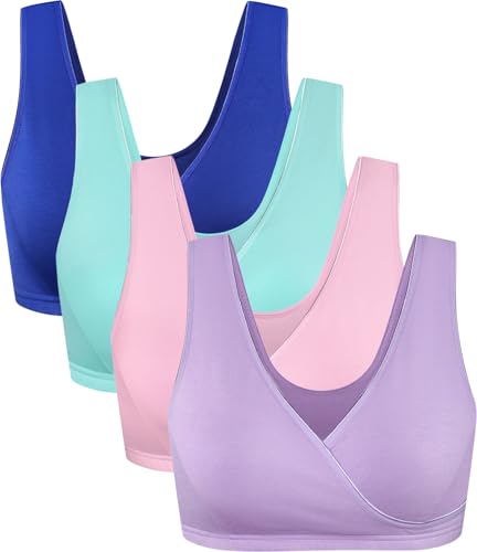 Image of CAKYE 4 Pack Nursing Bras for Breastfeeding Maternity Cotton Sleep Bralette