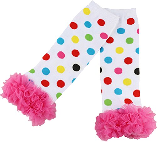 Sweet Ruffled Rainbow Polka Dot Legwarmers,Rainbow,One Size