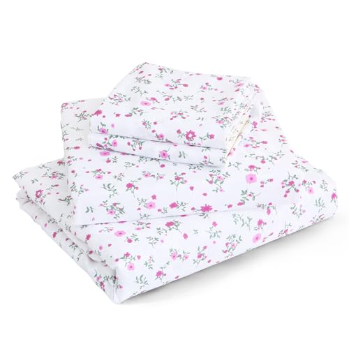 Image of MUXHOMO Full Size 4 Piece Sheet Set, Soft & Breathable Sheet Set for Bedroom with Deep Pocket Up to 16 inch, Wrinkle-Free & Cooling Bed Sheet with Flat Sheet, Fitted Sheet & Pillowcases - Purple Sprig