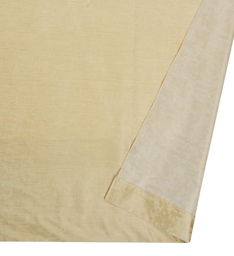 Image of Crosshatch Pastel Cream Polyester Window Curtains 5 Feet | Darkening Drapes with Eyelets | Set of 2 Panels for Living Room, Bedroom & Office