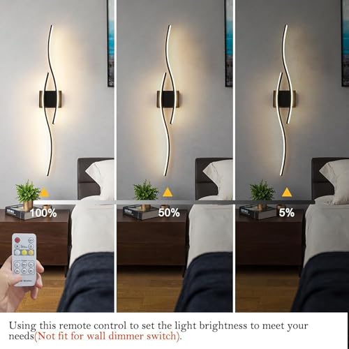 Lámparas de pared regulables con mando a distancia y carga USB de 28W 3