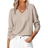ANRABESS Womens Long Sleeve V Neck Sweaters 2025 Fall Casual Classic Soft Loose Fit Basic Pullover Jumper Top