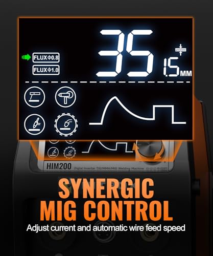Image of HITBOX 140A MIG Welder 110V /220V, Flux Core Welder /Stick ARC /Lift Tig /Spool Gun 4 in 1 Gasless Mig Welding Machine with LCD Display Synergy Dual Voltage IGBT Inverter Welder (HIM200)