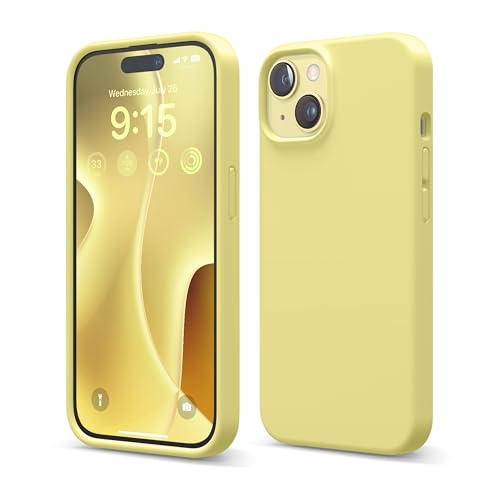 elago Liquid Silicone Case Compatible with iPhone 15 Case, Premium Silicone, Full Body Protective Cover [4 Layer Shockproof Structure], Anti-Scratch Soft Microfiber Lining (Yellow)