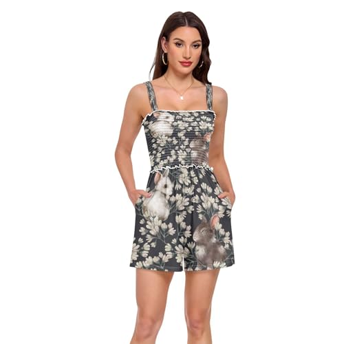 Barboteuse pour femme style combinaison courte à imprimé animal