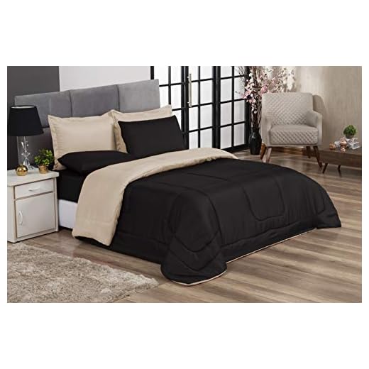 Kit Edredom Casal Queen Jogo de Lençol 06 peças Aconchego Dupla Face Casa Dona