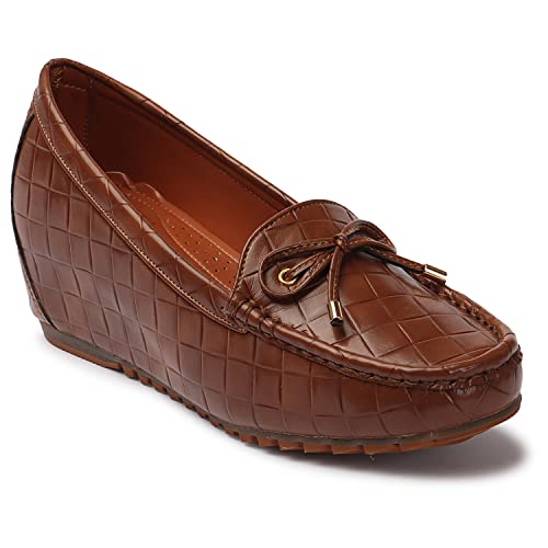 XE Looks Embellished & Stylish Loafers with heels for Women Tan UK - 6 - Image 5