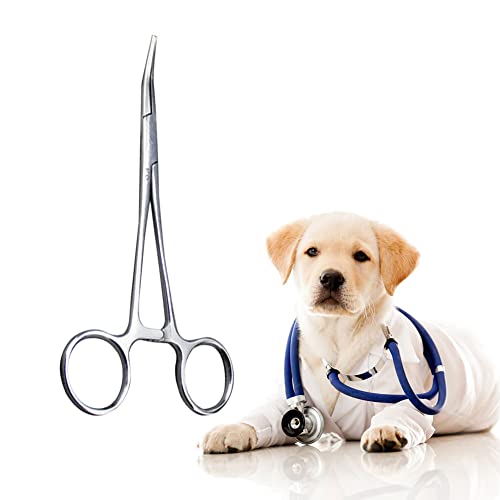 Pinzette für Ohrenhaare für Haustiere, Zange zum Entfernen Tierhaaren, Edelstahl Haustierzange, Tierärztliche Zange, Hämostatische Pinzette für Haustiere, für Katzen, Hunde, Kaninchen