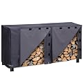 RICHIE Waterproof Firewood Racks Covers, 8FT Logs Wood Storage Outdoor Holder Cover, Heavy Duty 600D Fabric with PVC Coating, Grey