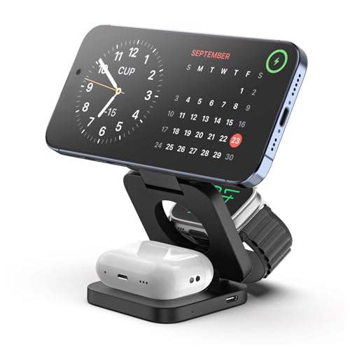 KU XIU X55 ワイヤレス充電器 3in1 MagSafe対応 折り畳みスタンド